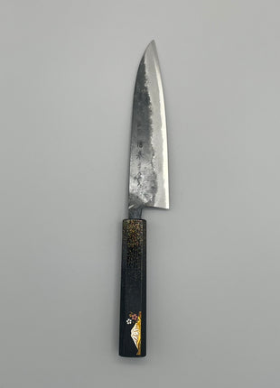 【牛刀包丁】青鋼（黒打ち） 170mm 漆塗り柄　富士山と桜