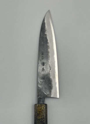 【牛刀包丁】青鋼（黒打ち） 170mm 漆塗り柄　富士山と桜
