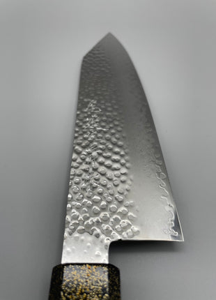 【切付包丁】槌目ダマスカス 185mm 漆塗り柄　富士山と桜