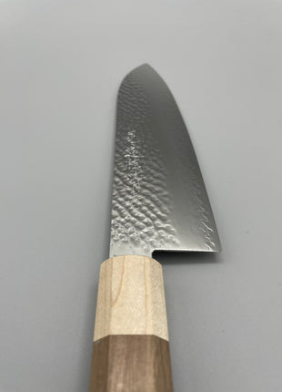 【三徳包丁】槌目ダマスカス 185mm メープルとくるみ八角柄