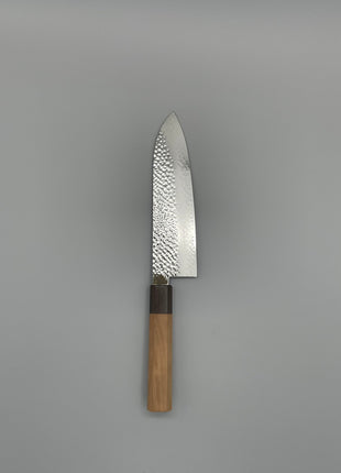 【三徳包丁】槌目ダマスカス 185mm 紫檀と桜八角柄