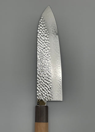 【三徳包丁】槌目ダマスカス 185mm 紫檀と桜八角柄