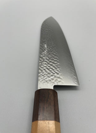 【三徳包丁】槌目ダマスカス 185mm 紫檀と桜八角柄