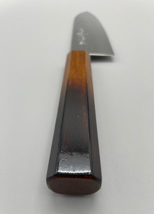 【三徳包丁】槌目ダマスカス 185mm 漆塗り（艶漆）八角柄