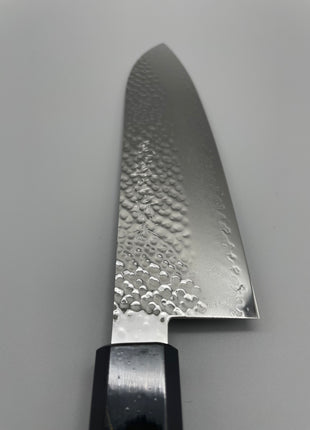 【三徳包丁】槌目ダマスカス 185mm 漆塗り（稲妻）八角柄