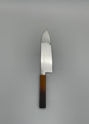 【三徳包丁】ダマスカス 185mm 漆塗り（艶漆）八角柄