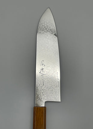 【三徳包丁】ダマスカス 185mm 漆塗り（艶漆）八角柄