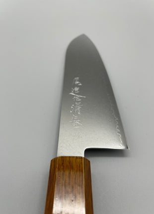 【三徳包丁】ダマスカス 185mm 漆塗り（艶漆）八角柄