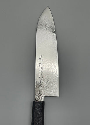 【三徳包丁】ダマスカス 185mm 漆塗り（赤烈火黒）八角柄