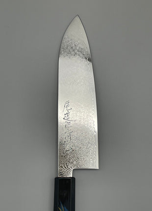 【三徳包丁】ダマスカス 185mm 漆塗り（稲妻）八角柄