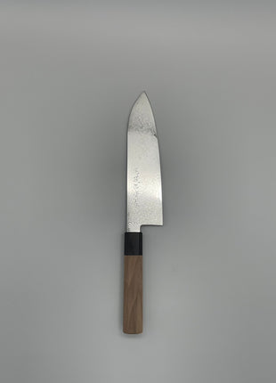 【三徳包丁】ダマスカス 185mm 黒合板とくるみ八角柄
