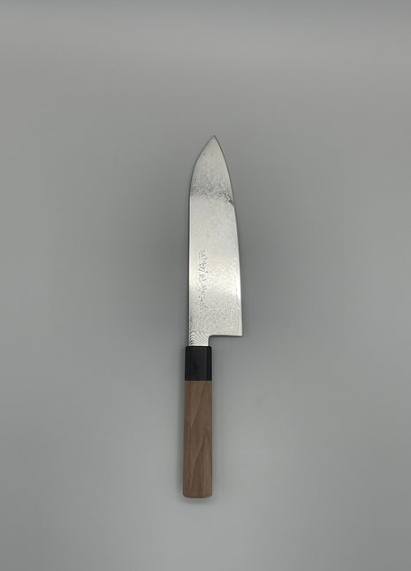 【三徳包丁】ダマスカス 185mm 黒合板とくるみ八角柄
