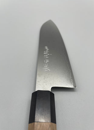 【三徳包丁】ダマスカス 185mm 黒合板とくるみ八角柄