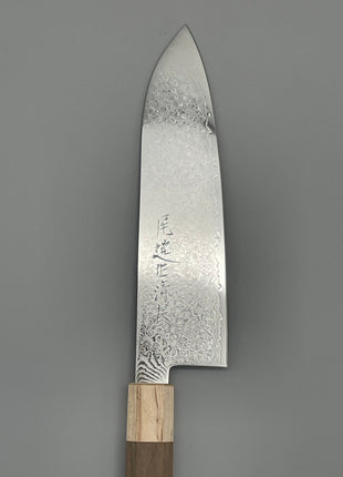 【三徳包丁】ダマスカス 185mm メープルとくるみ八角柄