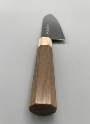 【三徳包丁】ダマスカス 185mm メープルとくるみ八角柄
