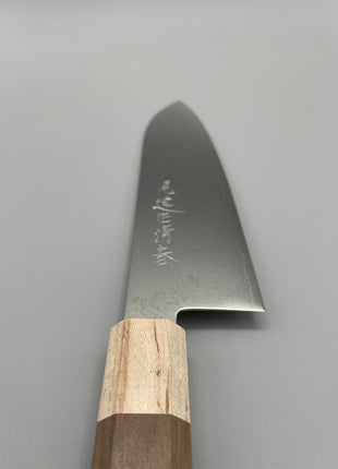 【三徳包丁】ダマスカス 185mm メープルとくるみ八角柄