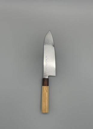 【三徳包丁】ダマスカス 185mm マホガニーとけやき八角柄
