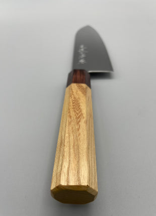 【三徳包丁】ダマスカス 185mm マホガニーとけやき八角柄