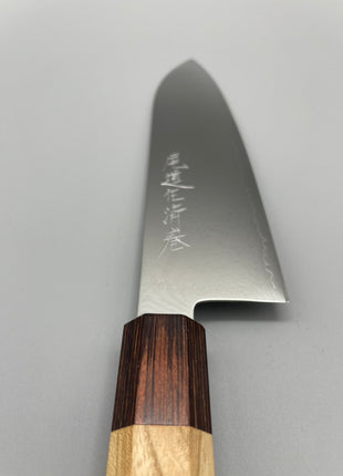 【三徳包丁】ダマスカス 185mm マホガニーとけやき八角柄