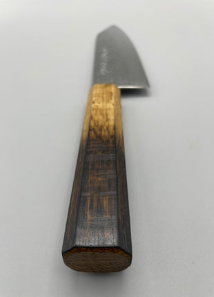 【切付包丁】槌目ダマスカス 185mm 漆塗り（焼漆）八角柄