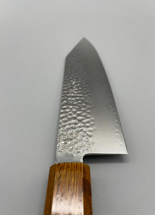 【切付包丁】槌目ダマスカス 185mm 漆塗り（艶漆）八角柄