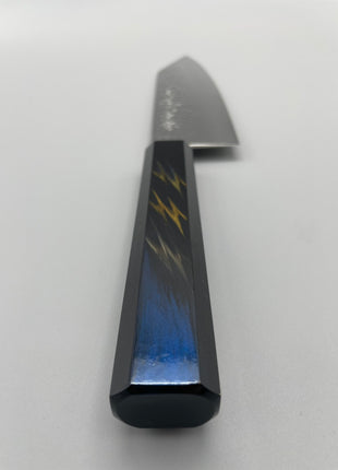 【切付包丁】槌目ダマスカス 185mm 漆塗り（稲妻）八角柄