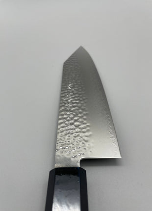 【切付包丁】槌目ダマスカス 185mm 漆塗り（稲妻）八角柄