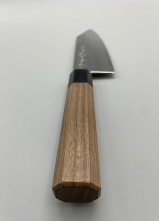 【切付包丁】槌目ダマスカス 185mm 黒合板とくるみ八角柄