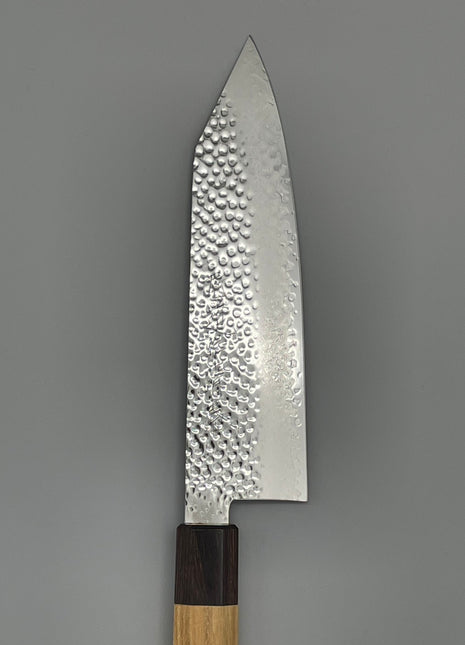 【切付包丁】槌目ダマスカス 185mm マホガニーとけやき八角柄