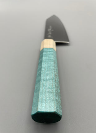 【切付包丁】ダマスカス 185mm メープルとスタビライズドウッド（ブルー）八角柄