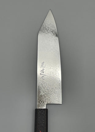【切付包丁】ダマスカス 185mm 漆塗り（火炎漆）八角柄