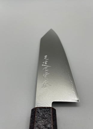 【切付包丁】ダマスカス 185mm 漆塗り（火炎漆）八角柄