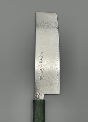 【菜切包丁】ダマスカス 166mm 漆塗り（緑漆）八角柄