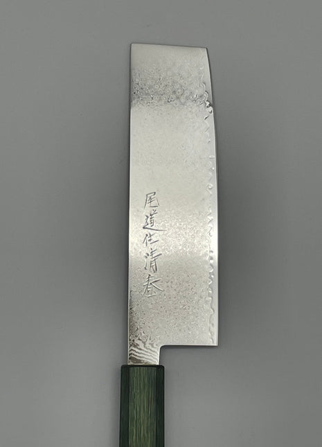 【菜切包丁】ダマスカス 166mm 漆塗り（緑漆）八角柄