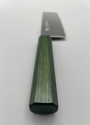 【菜切包丁】ダマスカス 166mm 漆塗り（緑漆）八角柄