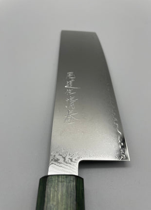 【菜切包丁】ダマスカス 166mm 漆塗り（緑漆）八角柄