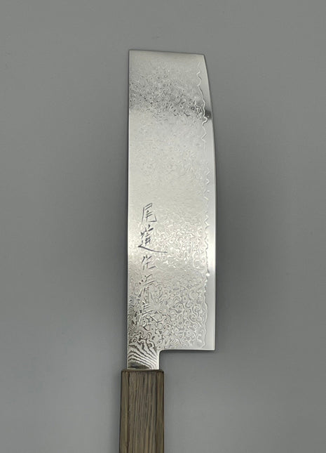 【菜切包丁】ダマスカス 166mm 漆塗り（透木目）八角柄