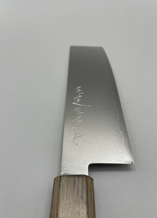 【菜切包丁】ダマスカス 166mm 漆塗り（透木目）八角柄