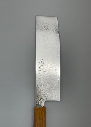 【菜切包丁】ダマスカス 166mm 漆塗り（艶漆）八角柄