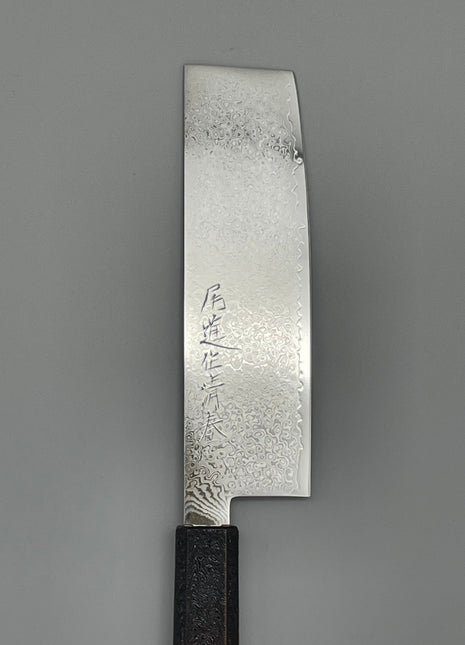 【菜切包丁】ダマスカス 166mm 漆塗り（赤烈火黒）八角柄