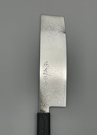 【菜切包丁】ダマスカス 166mm 漆塗り（青烈火黒）八角柄