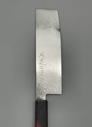 【菜切包丁】ダマスカス 166mm 漆塗り（火炎漆）八角柄