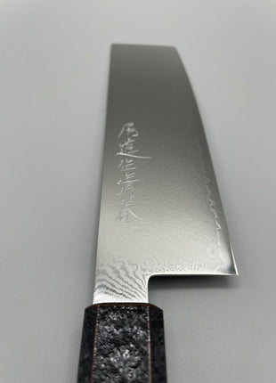 【菜切包丁】ダマスカス 166mm 漆塗り（火炎漆）八角柄