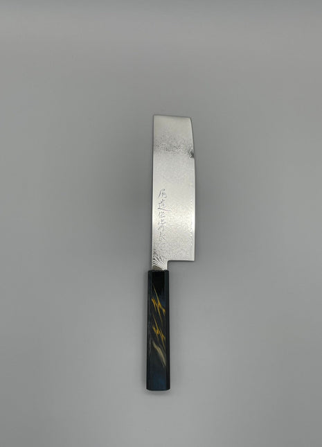 【菜切包丁】ダマスカス 166mm 漆塗り（稲妻）八角柄