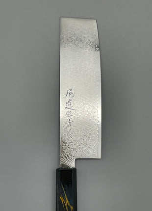 【菜切包丁】ダマスカス 166mm 漆塗り（稲妻）八角柄