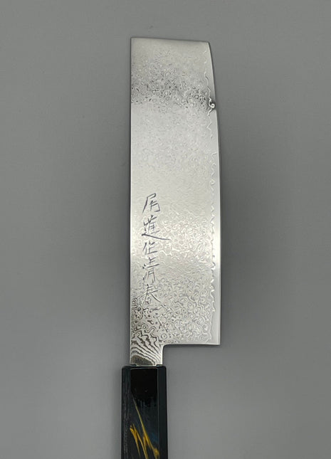【菜切包丁】ダマスカス 166mm 漆塗り（稲妻）八角柄