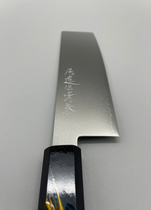 【菜切包丁】ダマスカス 166mm 漆塗り（稲妻）八角柄