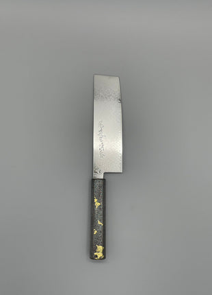 【菜切包丁】ダマスカス 166mm 漆塗り（銀金箔）八角柄
