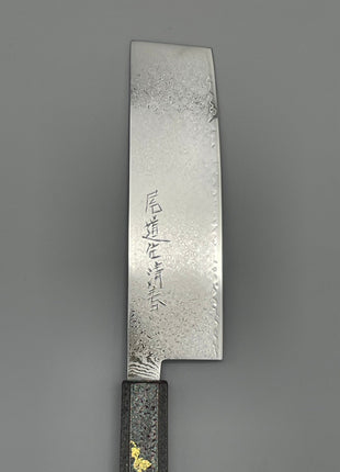 【菜切包丁】ダマスカス 166mm 漆塗り（銀金箔）八角柄