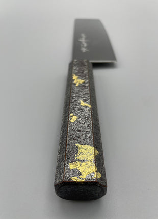 【菜切包丁】ダマスカス 166mm 漆塗り（銀金箔）八角柄
